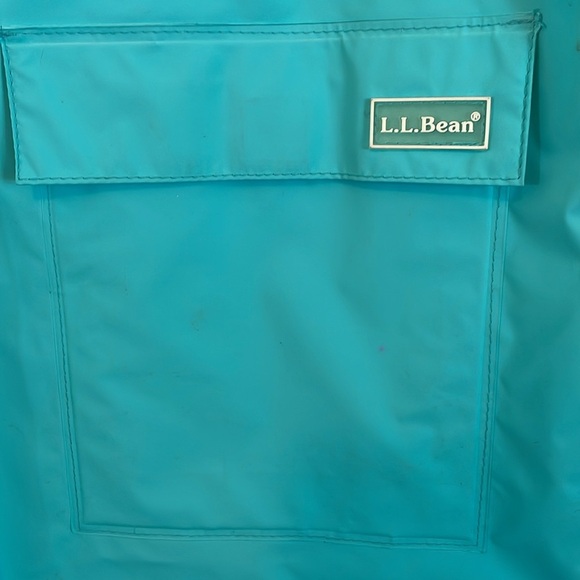 Women’s LL Bean Sz M Aqua hooded raincoat 2 front/1 interior pockets ventilation - Picture 5 of 12